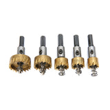 Drillpro 5pcs HSS 6542 Titanium Coated Hole Sawtooth HSS Hole Saw Cutter Drill Bit Set 16/18.5/20/25/30mm