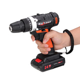 Raitool 12V/24V Lithium Battery Power Drill Cordless Rechargeable 2 Speed Electric Drill