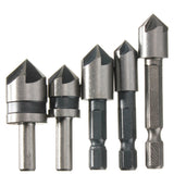 5pcs 5 Flute 82/90 Degree Countersink Drill Bit Set Counter Sink Chamfer Bits