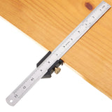 Woodworking Aluminum Alloy Metric and Inch 45 90 Degree Line Scribe Ruler Positioning Measuring Ruler 300mm Marking T-Ruler Woodworking Tool