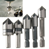 5pcs 5 Flute 82/90 Degree Countersink Drill Bit Set Counter Sink Chamfer Bits