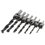 7pcs 5 Flute Countersink Drill Bit Set 3-10mm Carpentry Reamer Steel Woodworking Chamfer