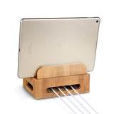 Bamboo Multi-device Phone Holder Charging Dock Stand Holder Tablet Stand for Smartphone Tablet