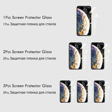 3Pcs Full Cover Glass on the For  iPhone X XS Max XR Tempered Glass For iPhone 7 8 6 6s Plus 5 5S SE 11 Pro Screen Protector