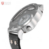 SHARK ARMY Stainless Steel Big Dual Leather Watch Strap Sport Quartz Relogio Masculino Military Wristwatch Mens Watch / SAW054