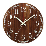 12 Inch Luminous Wall Clock Wooden Silent Non-Ticking Clock With Night Light