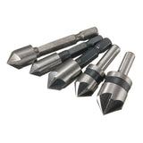 5pcs 5 Flute 82/90 Degree Countersink Drill Bit Set Counter Sink Chamfer Bits