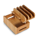 Bamboo Multi-device Phone Holder Charging Dock Stand Holder Tablet Stand for Smartphone Tablet