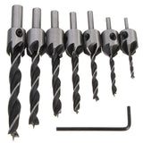 7pcs 5 Flute Countersink Drill Bit Set 3-10mm Carpentry Reamer Steel Woodworking Chamfer