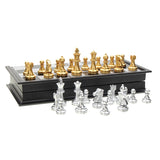 Chess Game Silver Gold Pieces Folding Magnetic Foldable Board Contemporary Set