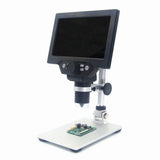 MUSTOOL G1200 Digital Microscope 12MP 7 Inch Large Color Screen Large Base LCD Display 1-1200X Continuous Amplification Magnifier with Aluminum Alloy Stand Built-in Lithium Battery Version