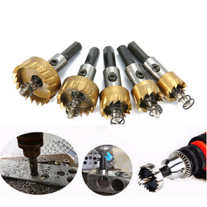 Drillpro 5pcs HSS 6542 Titanium Coated Hole Sawtooth HSS Hole Saw Cutter Drill Bit Set 16/18.5/20/25/30mm