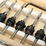 7pcs Countersink Drill Bit Set Tapered Stop Collar Wood Hole Screw Kit for Woodworking